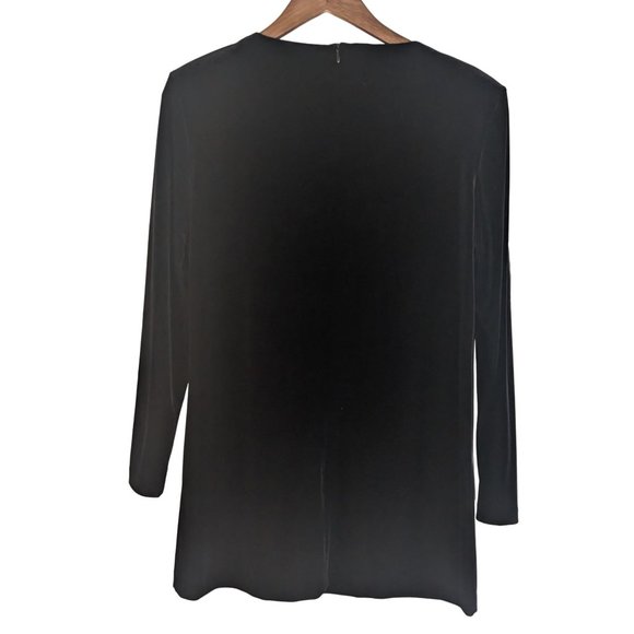 Caron Chicago Black Velvet Tunic Top Mod Minimalist Academia Style Sz 12 Vintage - Picture 3 of 7